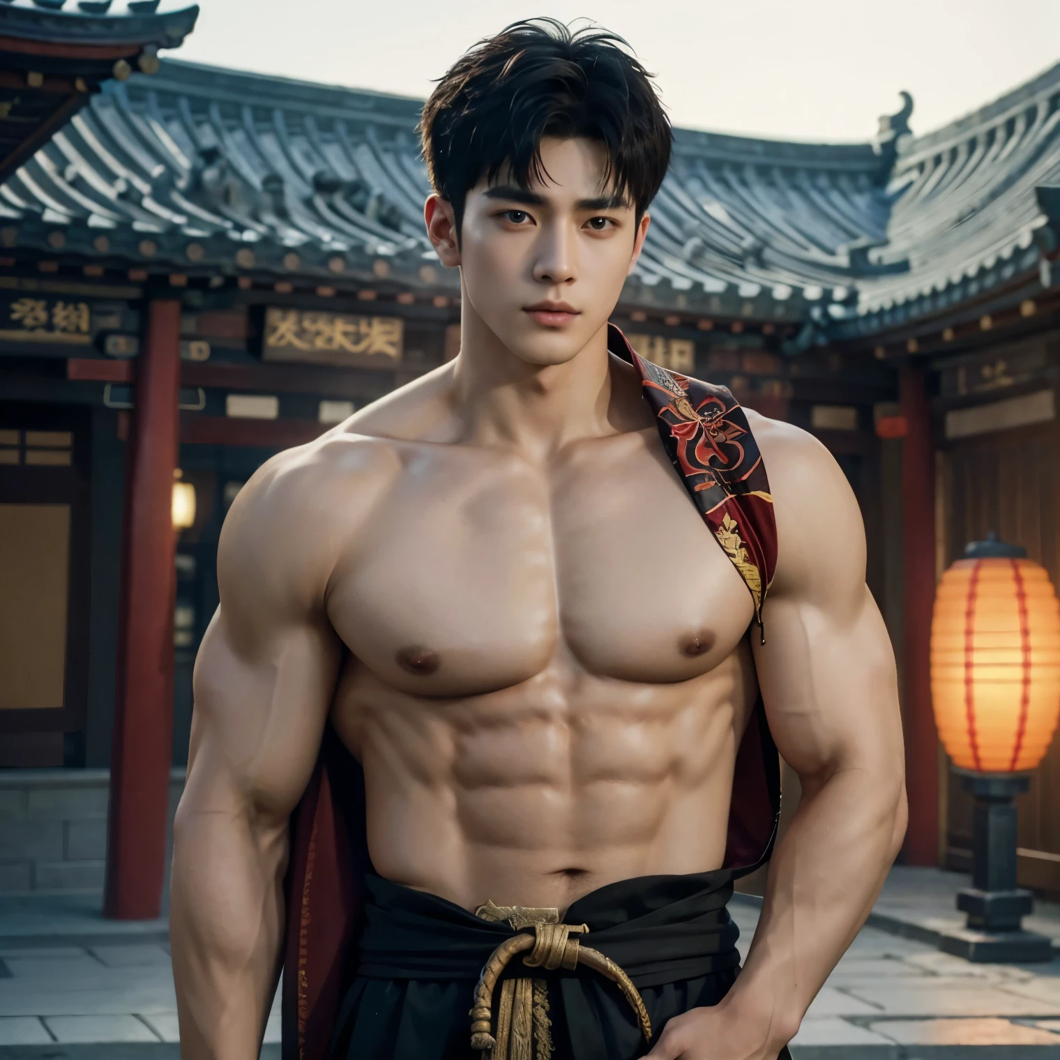 Chinese Men God, Mythology, Chinese odyssy, Handsome, Twink, Topless, Muscles, Athlete body, Full Frame, Sexy, Professional Ligvhting, Hanfu Outfit, Chinese Heaven Background, Bulge Underneathe Underwear, Hanfu Warrior, Hanfu God, Hanfu Male, Hanfu Nobel, Seduce, Sex Appeals, Alafard man shirtless carrying a backpack, muscular body, handsome, manly, inspirite by Zhang Han, Cai Xukun, Kim Do-young, Inspired by Bian Shoumin, Inspired by Xiao Yuncong, yihao ren, yanjun cheng, jinyiwei, inspired by Huang Gongwang, xintong chen, Jacket, wearing japanese loincloth,nice butts, Tattoo chest, tattoo hands, tattoo arms, tattoo belly, clear studio light, night ancient chinese Buddhism temple background, detailed background, fantasy Chinese themed, the best resolution, 8k, Ultra fullHD, look at the viewer, catching eyes, make all safe for work