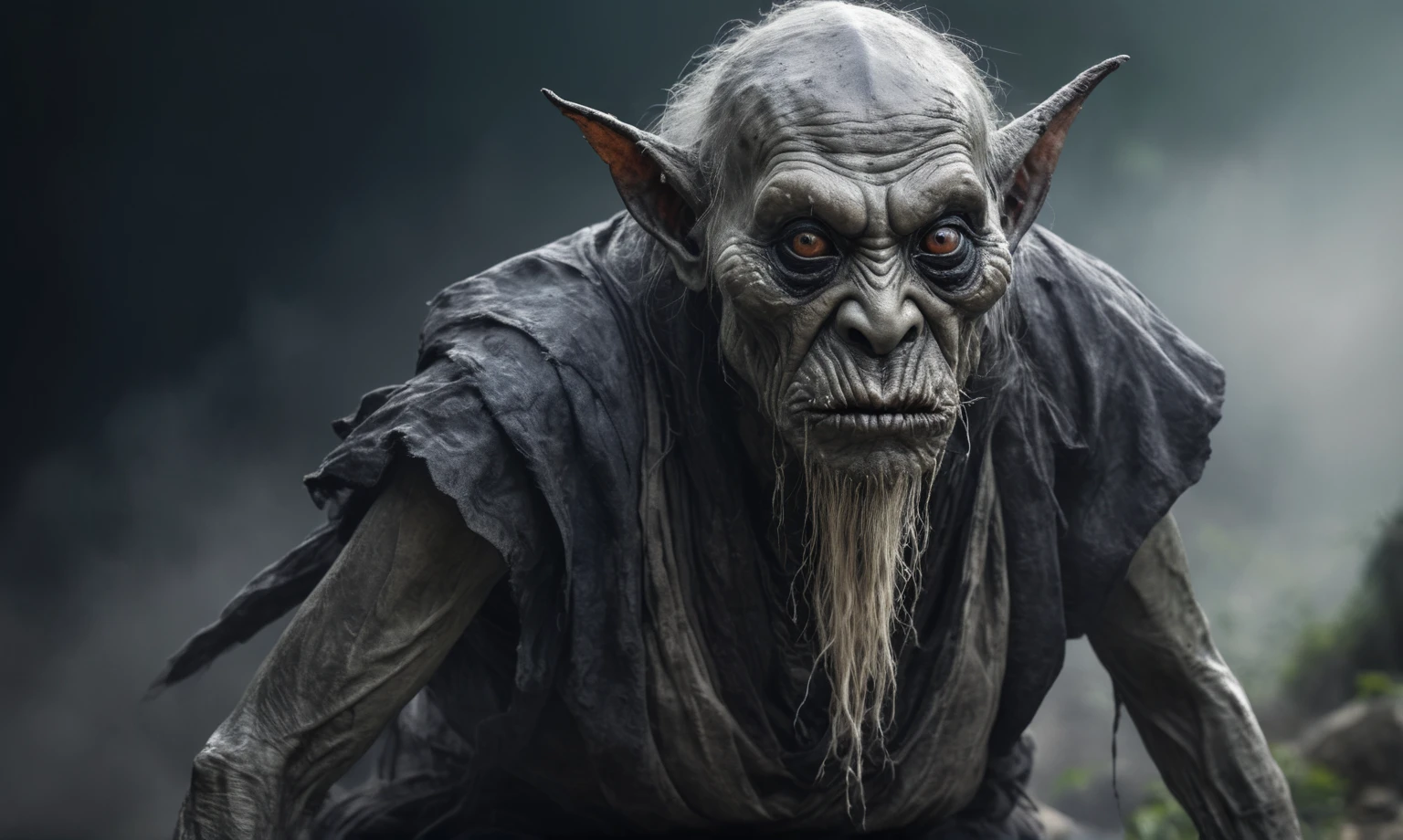 full body length shot,beggar graphite Manganite sparas, wants eat,survival in Korean city of future,Cinematic,soft colors, Technicolor,natural skin textures, hyper realism, hyper detailed,Extremely detailed,High contrast,Masterpiece,Realistic,Ultra Detailed, intricate details,realistic humid leather,extremely intricate,Epic Realistic, cinematic style,irina yermolova,high contrast,hdr,extremely detailed, landscape,masterpiece,intricate details,faded,eyes extremely detailed, high detailed eyes,16k resolution,RAW,retina, Nikon Z9,China,Songbird orc,Li River in Guangxi Zhuang of China,tkt style, Pisces, pointed ears,perfect, zinger,transition between two art styles, Ink painting to photorealism, Double contact, X-ray, Creative, vivid light, masterpiece, fantasy, Abstract, Surrealism, super detailed, high resolution, stop:35,(((creature with a spectral and ghostly appearance)). Her skin is pale, almost translucent.strange wears dark, torn clothes that float around him, as if permeated by an aura of mourning. Its appearance is complemented by details such symbols of gothic elements, further emphasizing its dark air. is photo as a haunted and tormented entity,{creature}