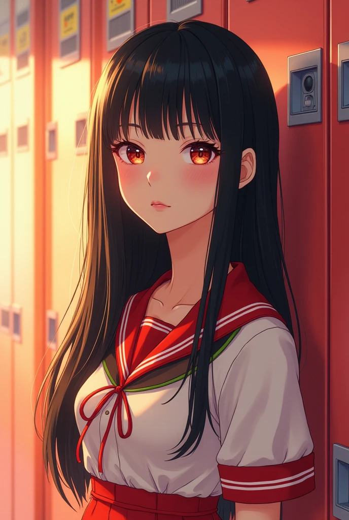 (masterpiece,Highest quality:1.4),(8k,RAW Photos,Photorealistic:1.2),Ultra-high resolution, ,(Glowing Skin:1.4),Detailed skin,Detailed face,Detailed eyes,(Beautiful and shining eyes:1.2),Symmetrical eyes,Detailed ears,One person,Natural Makeup,Fat high school girls,(((Japanese Idols))),(Japanese Face),Detailed Background,Vivid background,Beautiful and shiny hair,18-year-old,((Teenage breasts)),,(Detailed Summer school uniforms for high school girls across Japan),,((Sharp Face)),Natural light,,(Very detailed ,Trend design for 2024,online shopping,LUMINE® Market,),Trendy hairstyles,black_hair,long_hair,Upper Body,Instagram Style,(Detailed girls' locker room at school,,Location was great.),