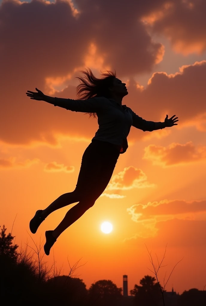 make the silhouette of a person falling