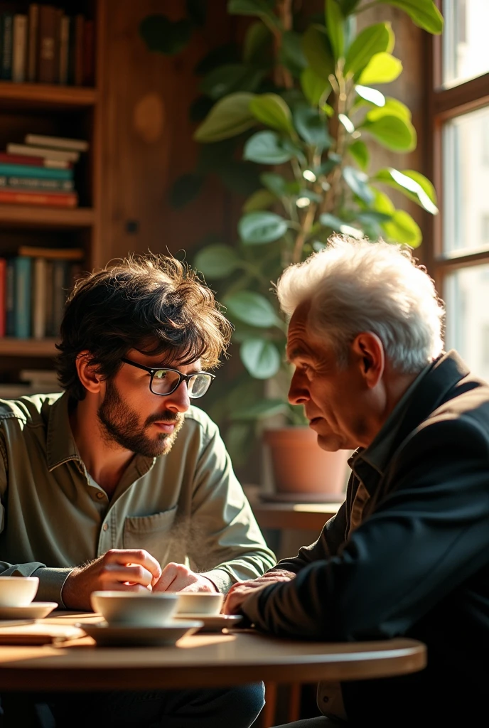 One man talking and another listening