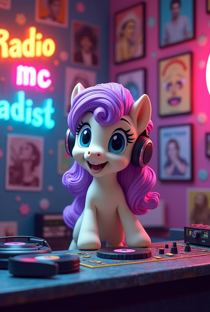 Boo y Sullivan (Boo (monsters inc,) for pony)at the radio station