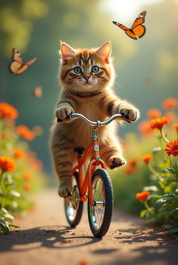 (Cat riding a bicycle)、Stand-up bicycle、Feet can't reach、