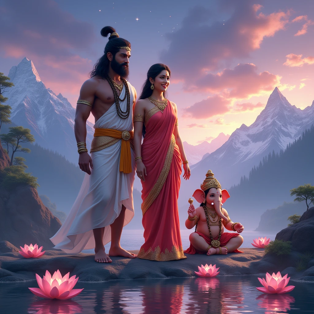 God Mahadev with mata parvati and god ganesh