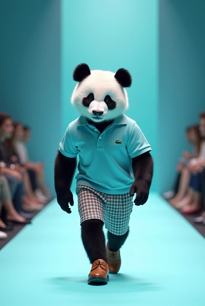 Panda Variety: Preppy Panda ,Outfit Description: Wearing a Lacoste polo shirt, plaid shorts, and loafers. ,Style Theme: Preppy, Casual ,Brand Inspiration: Lacoste "high-end design style, Paris Fashion Show,Macaron light blue series,Perfect color matching,high-end feel,Long Shot,Full body,Dynamic capture of runway shows,16K --chaos 40 --ar 9:16 --stylize 750
16K chaos, dynamic capture, Fashion runway, high-end design style, macaron light blue series, Paris Fashion Show, v 6 "