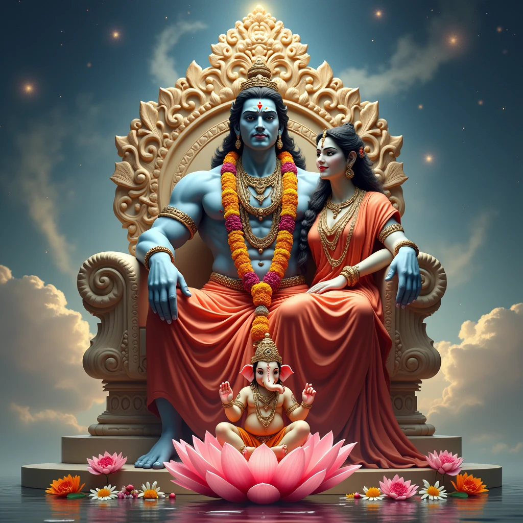 God Mahadev with mata parvati and god ganesh