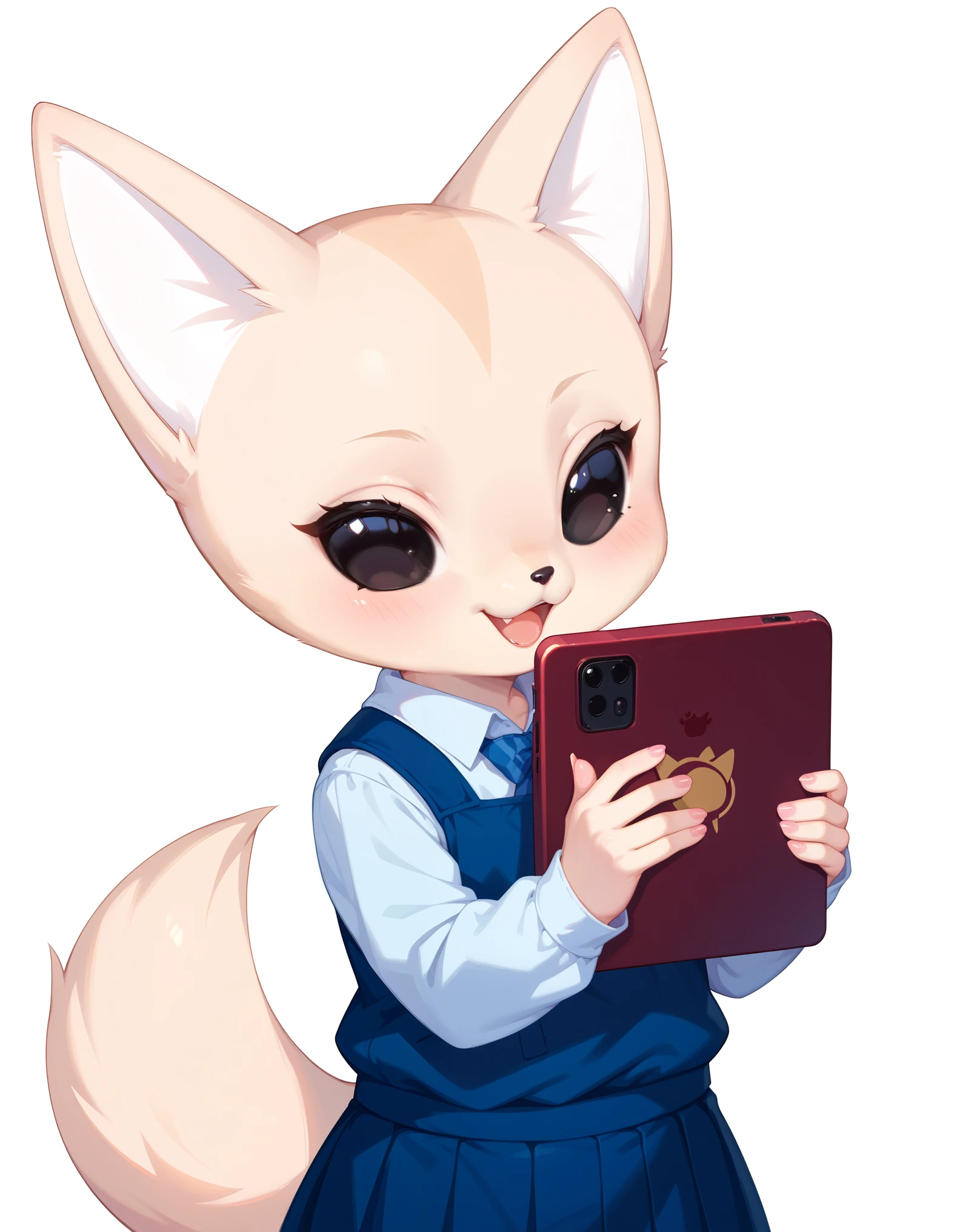 score_9, score_8_up, score_7_up, digital illustration, solo, anthro, (female, 1 female, fenneko), white background, young