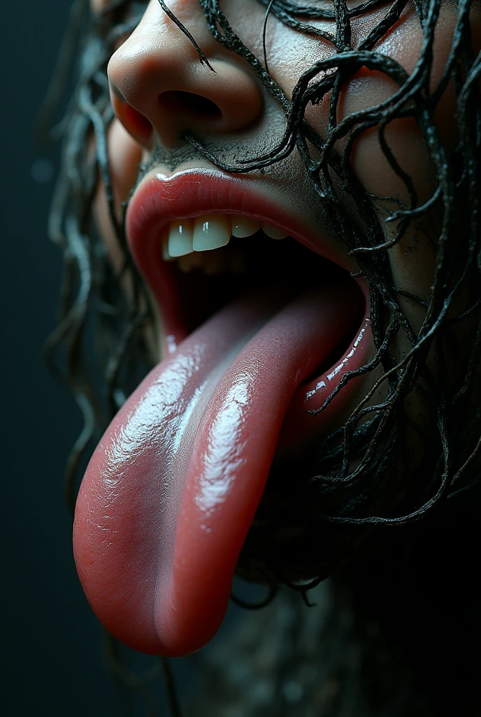 Tongue full of hair inside