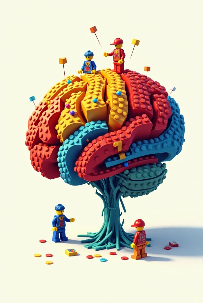 Lego brain illustration flat