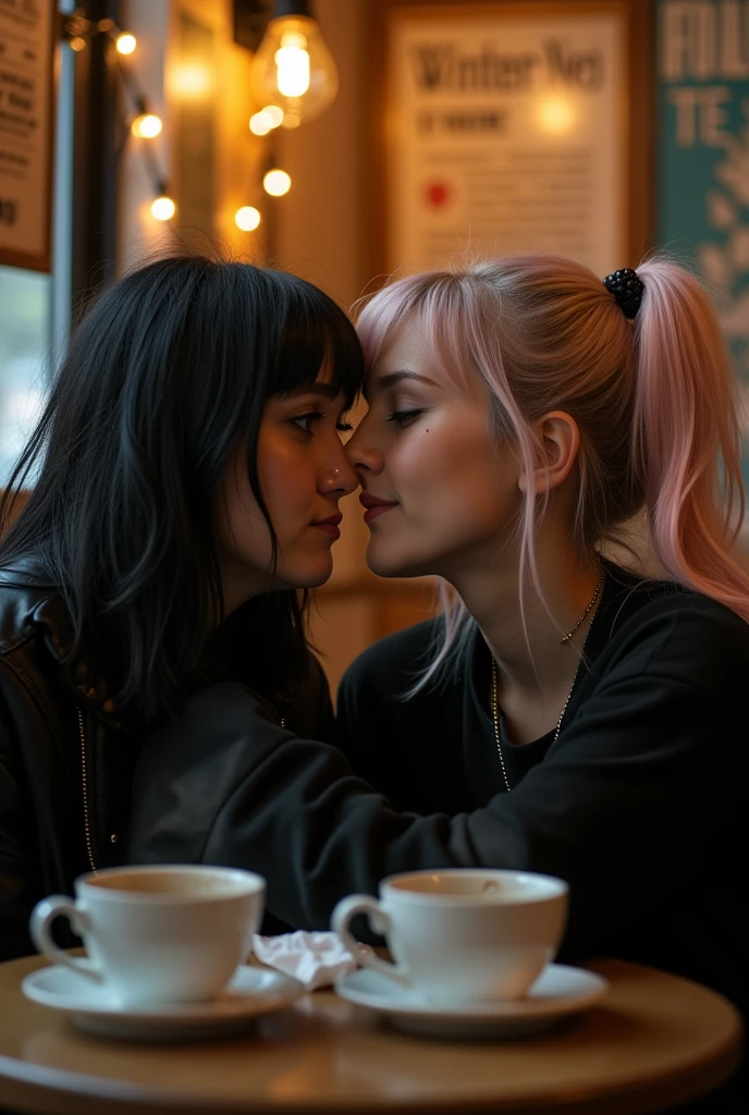 two women, an emo and a cutie, crying and gossiping while so sad