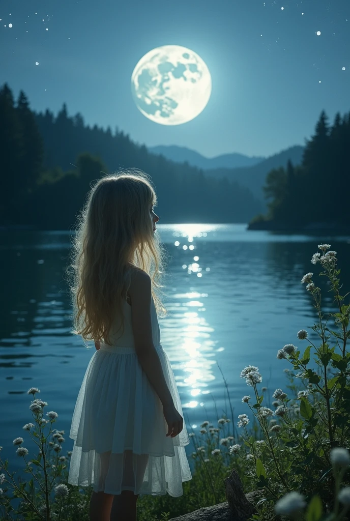 moon lake Sparkling Blonde girl