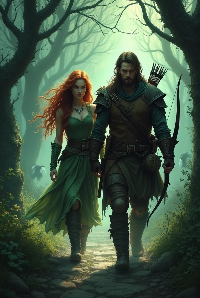 The path was fraught with danger – shadowy creatures and menacing shadows stalked the maiden and the hunter at every turn..