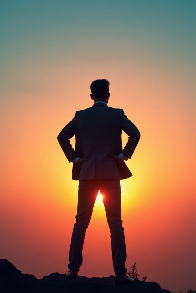 Silhouette of person in motivational inspired image, focusing, work, entrepreneurship and success