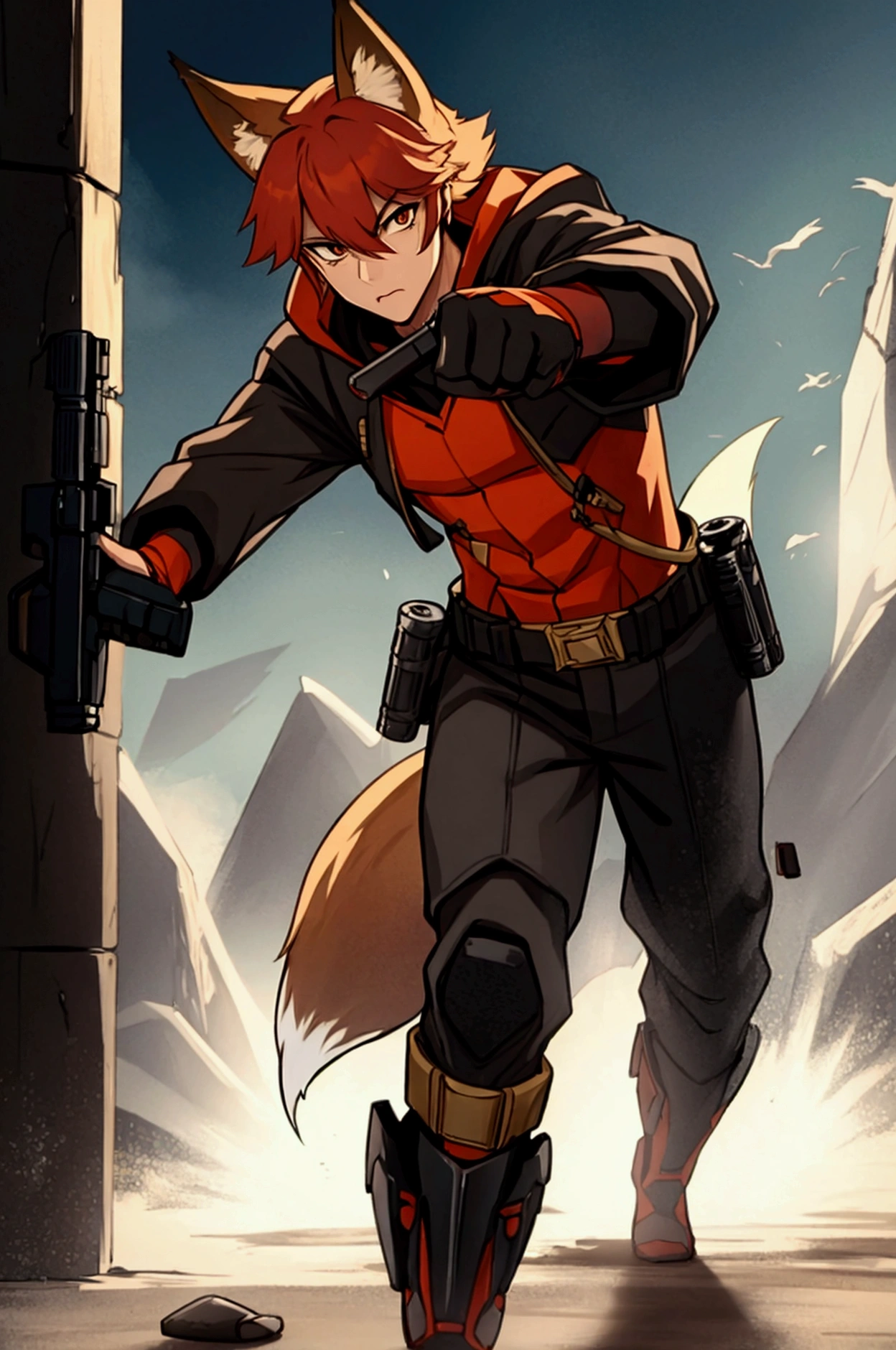 FOX BOY POINTING GUN
