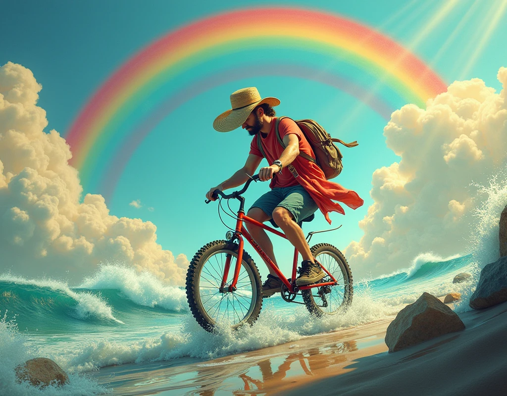 high resolution、High definition、Anatomically correct、Absurd、(null中で自転車に乗る)、null中散歩、null、Ocean、cloud、Airflow、A rainbow appears、Dutch Angle、