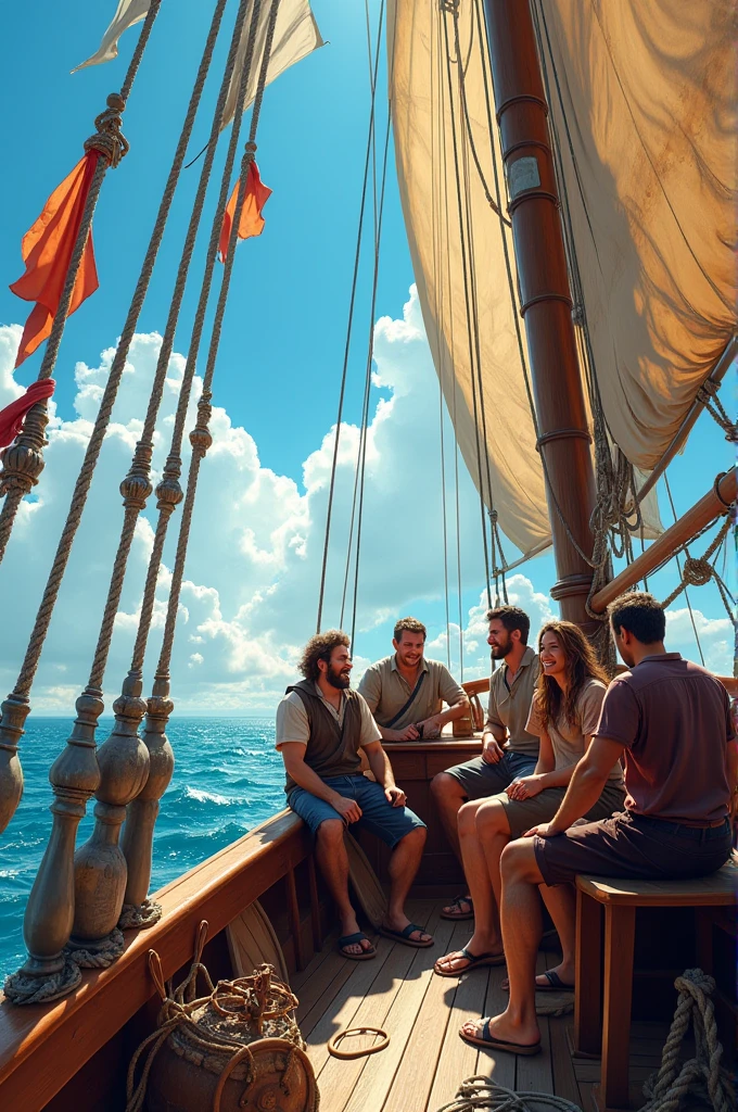 Sailors chatting on a caravel