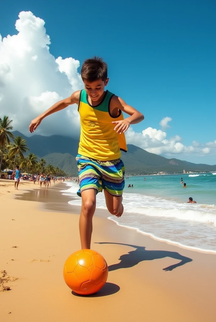 teenager playing soccer, Carioca beach