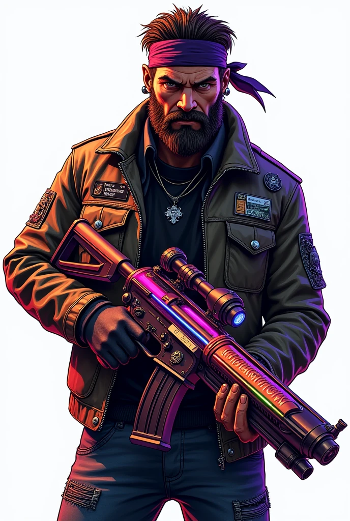 A GTA character holding a very unique weapon, with transparent background for thumb