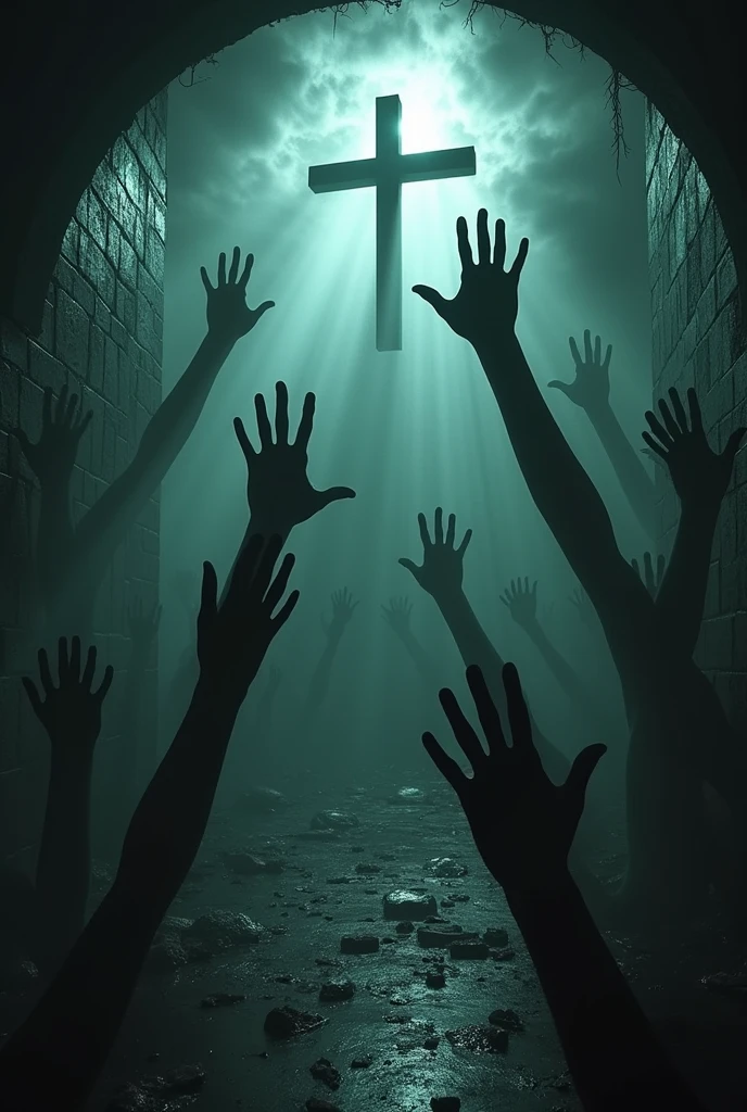 real torture, better, master part, best qualityer, high qualiy, extremely detaild (frightful ), best qualityer, Cinematic lighting, sharp focus, photo-realistic, ultra-realistic, dark background, paranormal phenomena, incredible art, dark background, cloud, upside down cross, dark outline, hands coming out of the walls amid the broken mirrors, Sacred relics desecrated, Shrines taken over by evil, Paranormal phenomena, Reality distorts, time falls apart Chants of blasphemy resound, Where sacrilege never ceases, Portals are open to evil entities, From the depths of darkness, The smell of explosion spreads Prelude to torment, The full moon is witness To distorted reality, Paranormal phenomenon, dark background