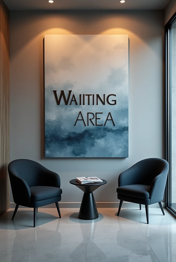 Generate an image with the text that says "Waiting Area" to use as a profile picture for my professional page