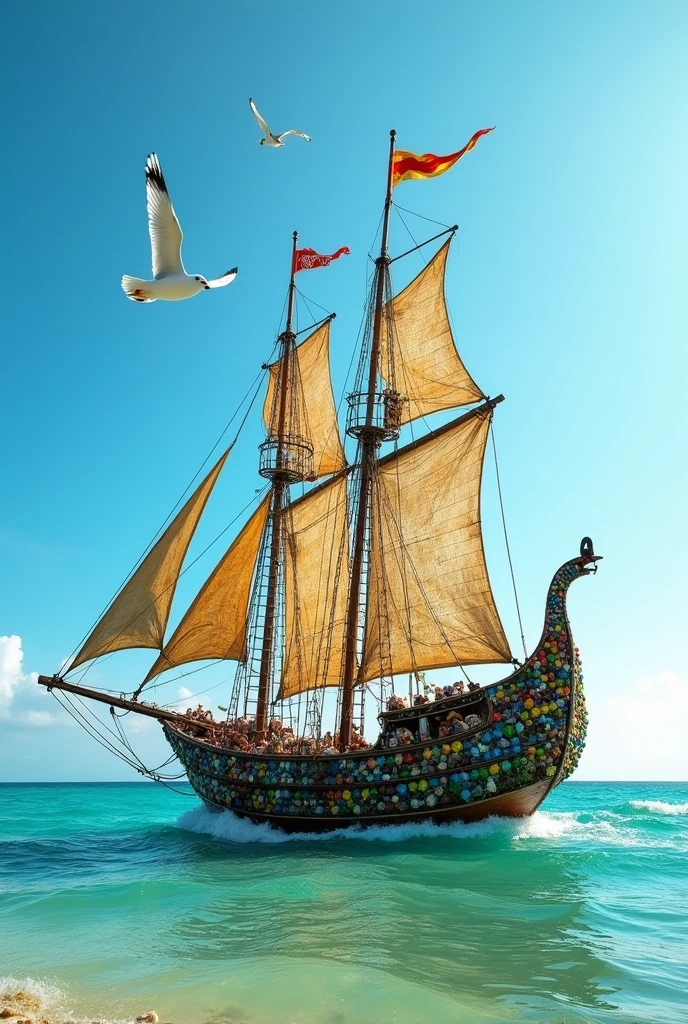 malay sailing ship using recycled products