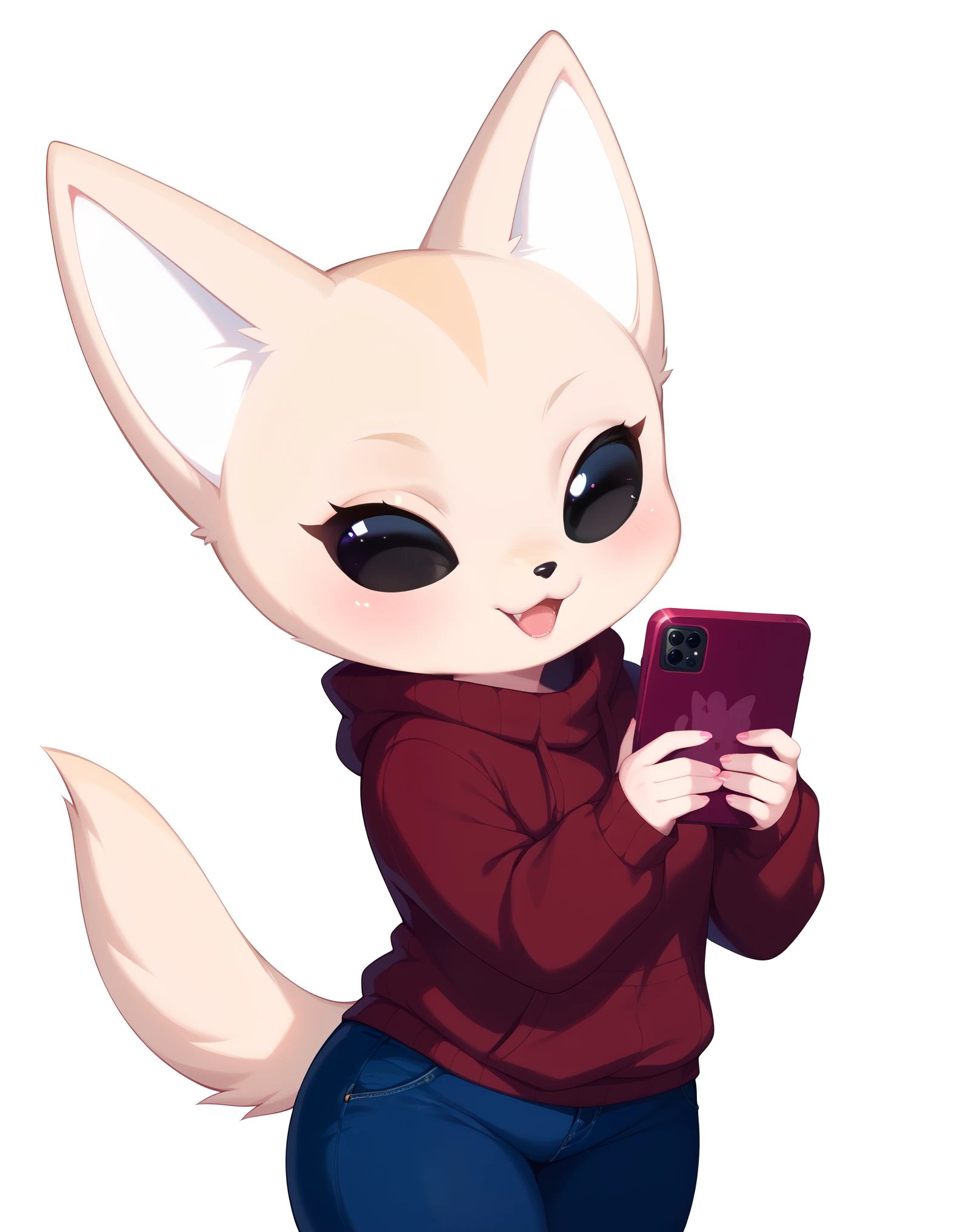 score_9, score_8_up, score_7_up, digital illustration, solo, anthro, (female, 1 female, fenneko), white background, 