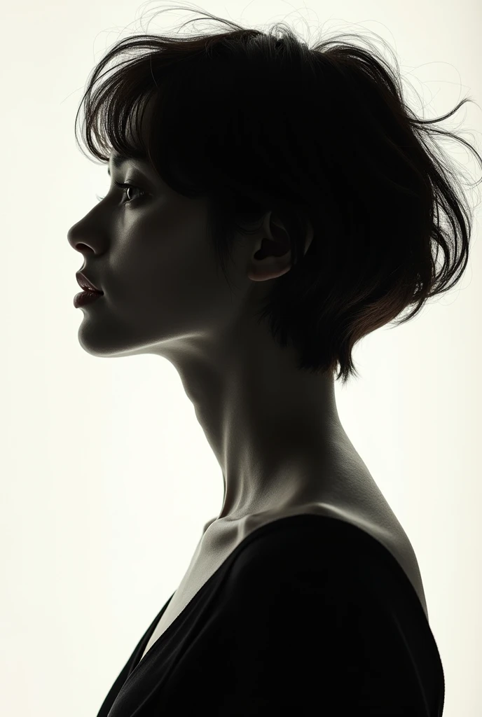 Garota body naked , moledo , cover of a magazine ,独奏, high resolution, shorth hair, cloused mouth, lateral view, motion lines, precise, Masterpiece artwork, best qualityer, HD Model, slightly separated lips, simple background, cinematrographic, 
