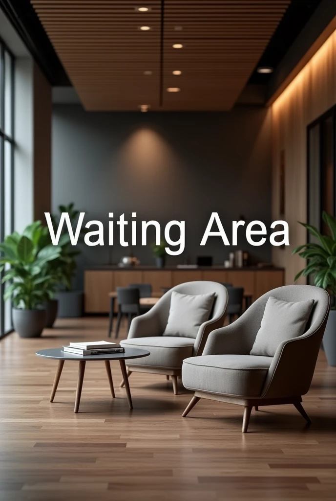 Generate an image with the text that says "Waiting Area" to use as a profile picture for my professional page