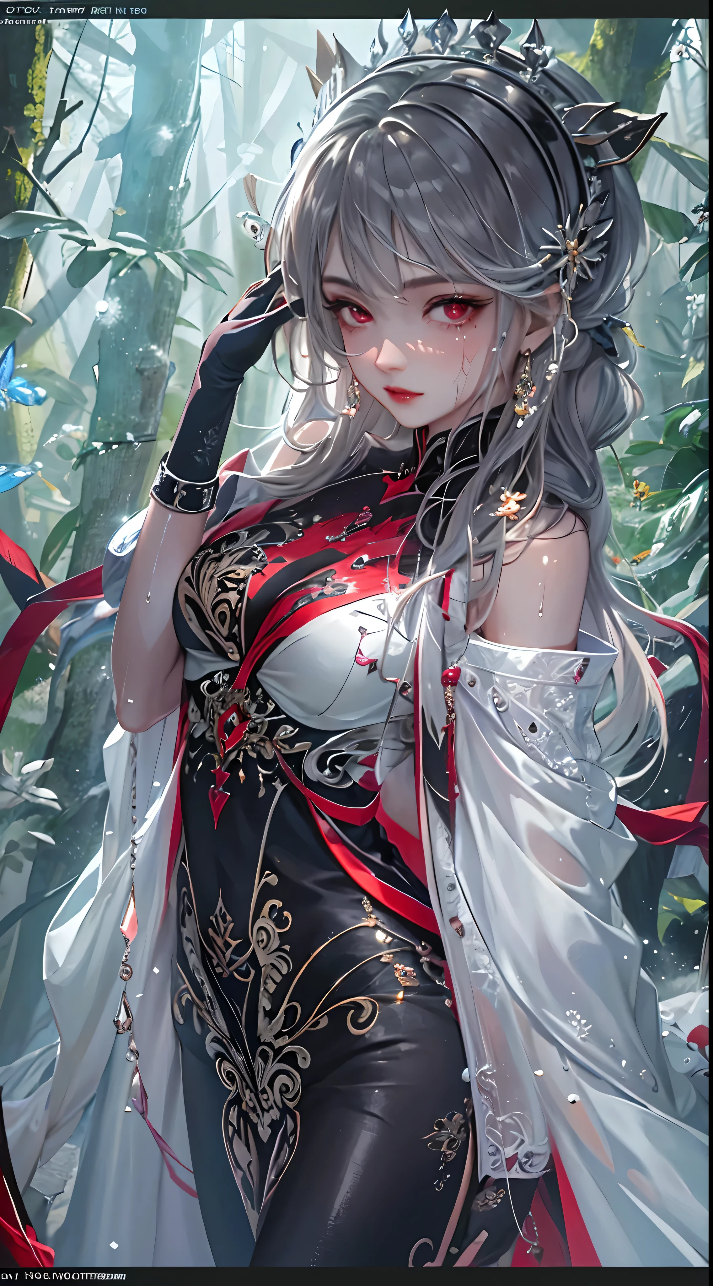 snowing forest, frozen forest, (masterpiece, top quality, best quality, official art, beautiful and aesthetic:1.2), (1girl:1.3), (fractal art:1.3), absurd, masterpiece, best quality, realistic, hyper-detailed, (shiny skin, sweaty:1.4), looking at viewer, slender, 1girl, solo, pure white sneakers, miniskirt, silver color straight long hair, princess cut, red eyes, (thick thighs:0.5), dynamic lighting, high resolution, sharp focus, depth of field, small breasts, vampire,  masterpiece, best quality, ultra-detailed, illustration, ultra-detailed face, best quality face, evil, 24 years old, adult, 1girl, 24 years old,  no human, alchemy outfit, intricate detailed outfit, sexy pose, glowing red dress, cute, kawaii, digital art, finely detailed eyes, showing a delicate slim figure and graceful curves, (beautiful long legs:1.3), bend at the waist,