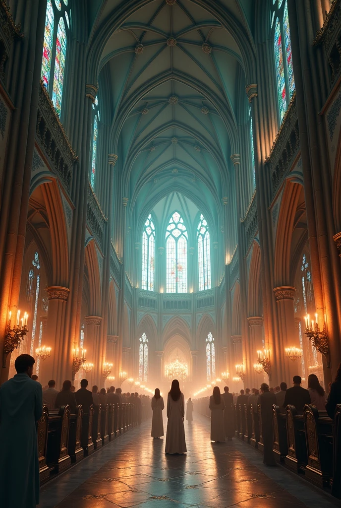 Church animated inside in the Gothic style
