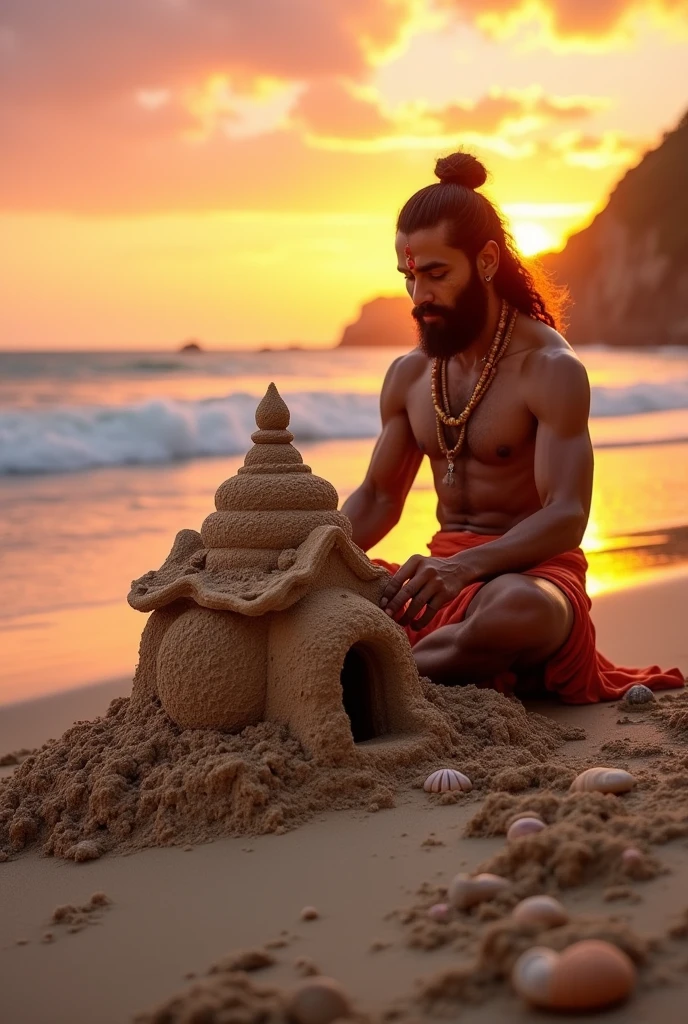 God hanuman photo making a home with sand