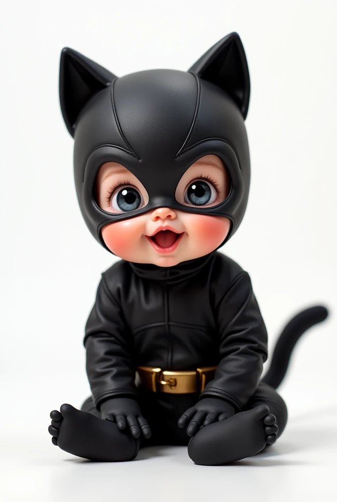 Mini catwoman tierna bebé with white background

