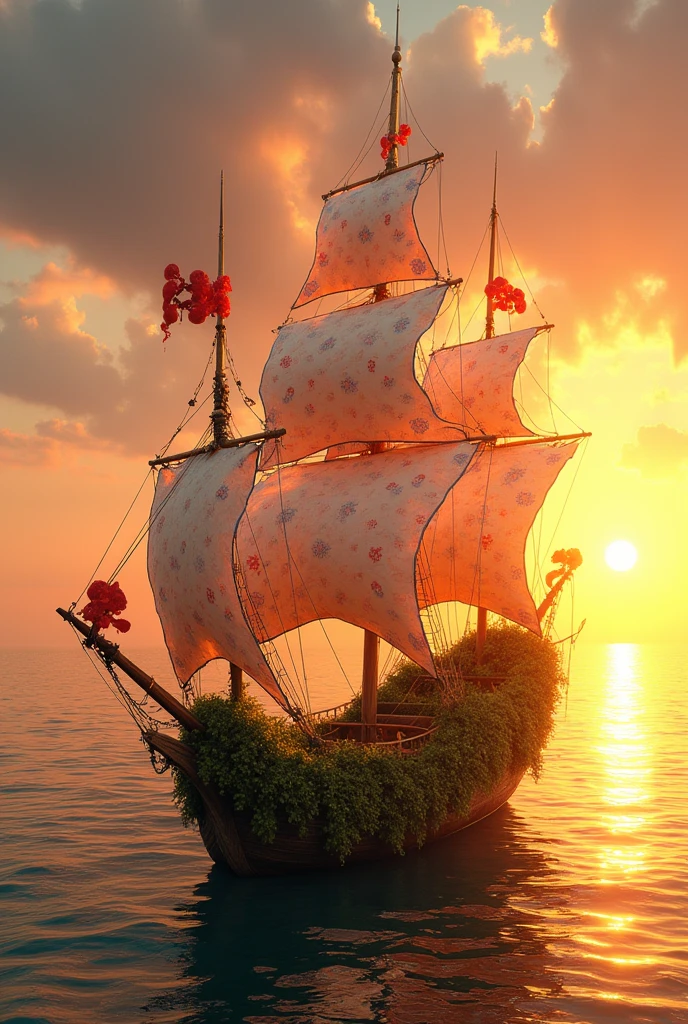 White and red spider flower ship