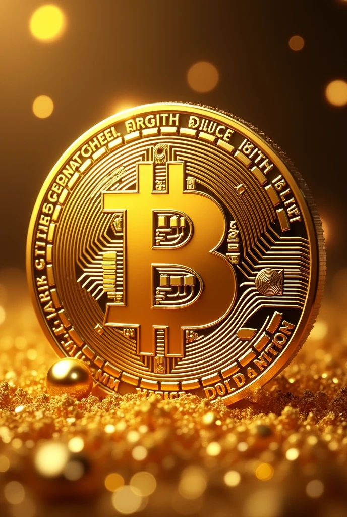 uma moeda frontal com a gravura do golden kitten logo, cartoon style cartoon, Lighting and color Bitcoin style where you exclude the logo that marks "B" and replace with "golden kitten logo" Brother-in-law write "003" clearly visible, realistic texture , high resolution, comely, highest quallity, obra of art toda dourada, of art , highly detailed