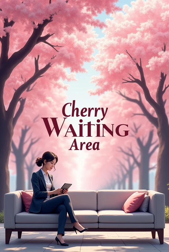 Generate an image with the text that says "Cherry Waiting Area" to use as a profile picture for my professional page