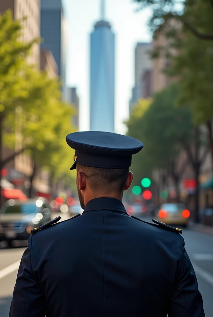 Man in uniform policeman from behind Dream of being a policeman