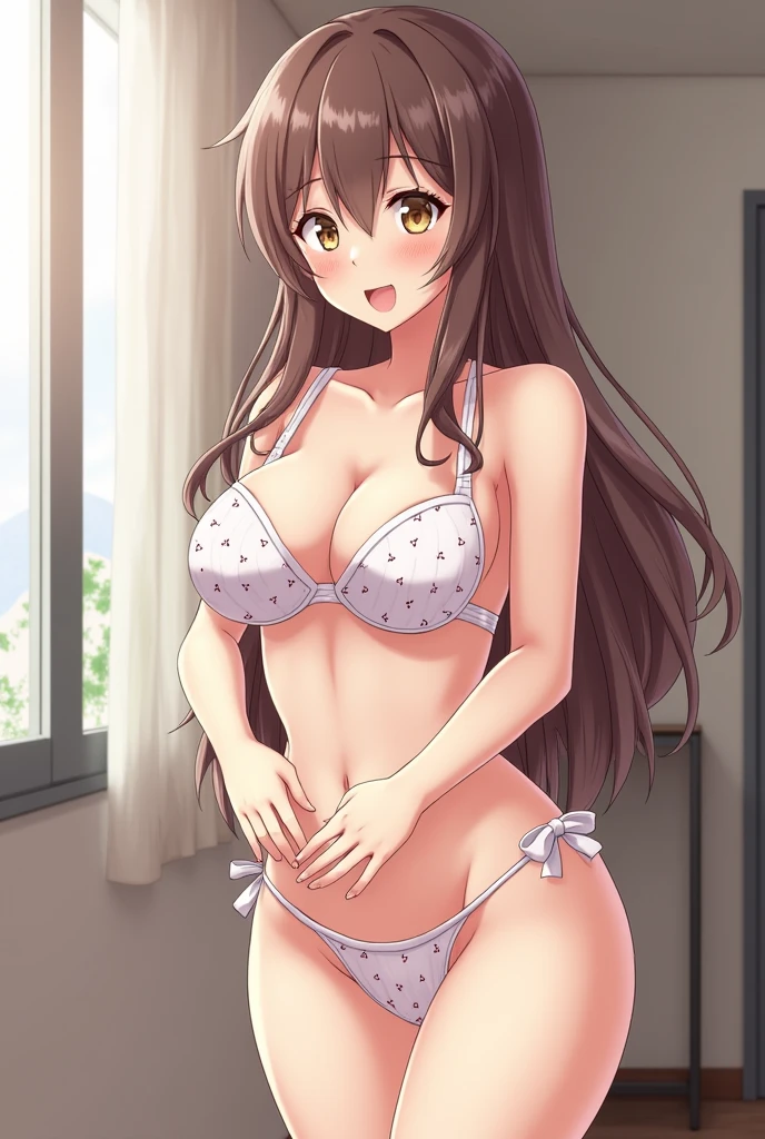 Anime girl takes off her underwear, takes off her panties, takes off her bra