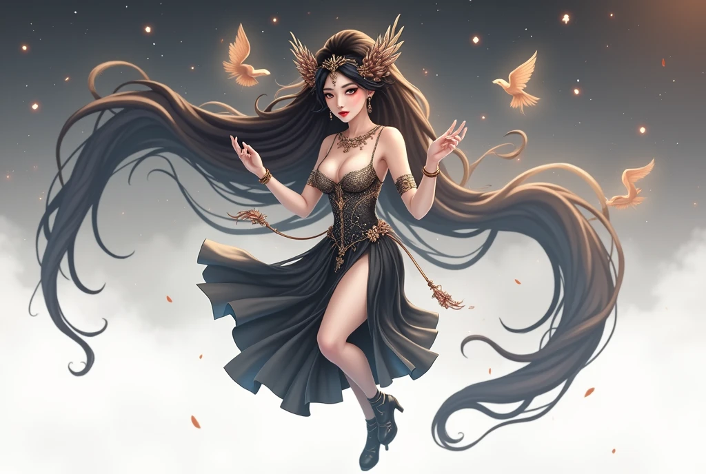 asian girl, bold makeup, long eyelashes, goddess, angel, succubus