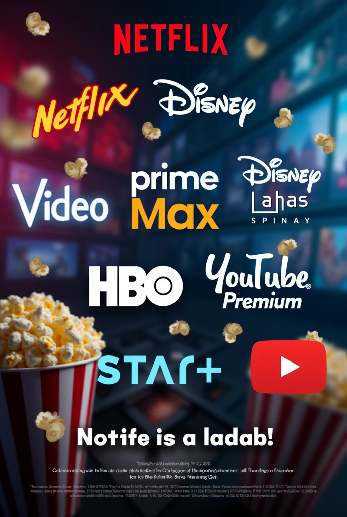 collage of the Netflix logos, Disney, prime video, HBO MAX, star+ y YouTube Premium, Advertising Notice 
