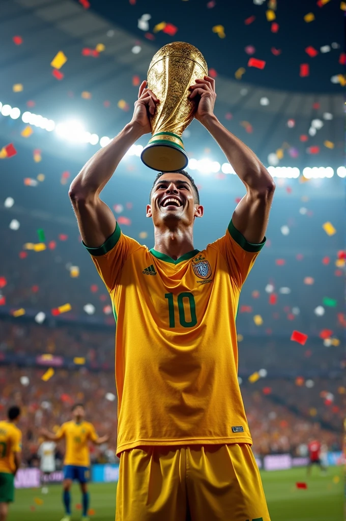 Cristiano Ronaldo lifting the 2026 World Cup
