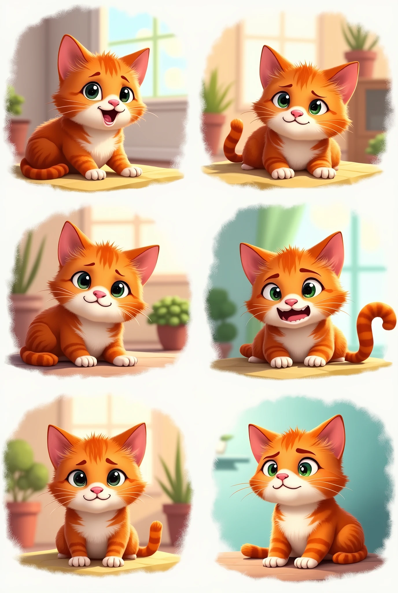 Draw a cat with different emotions