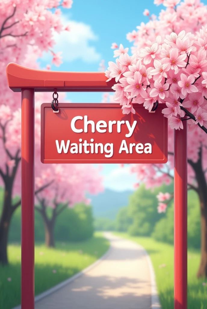 Generate an image with the text that says "Cherry Waiting Area" to use as a profile picture for my professional page