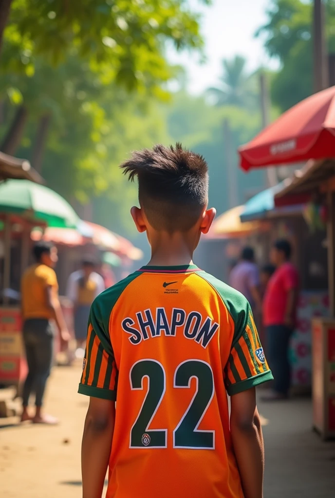 19 years cute boy  nice haircut Jersey name SHAPON Jersey namber 22 in back side in Bangladesh 