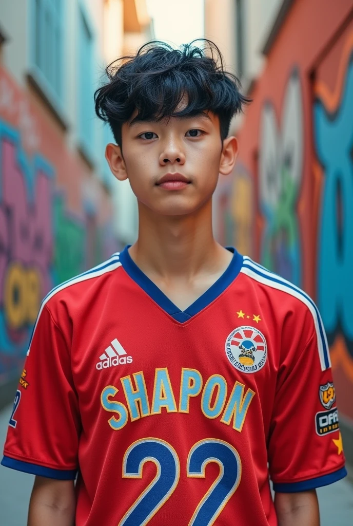 19 years cute boy  nice haircut Jersey name SHAPON Jersey namber 22 in back side in koren 