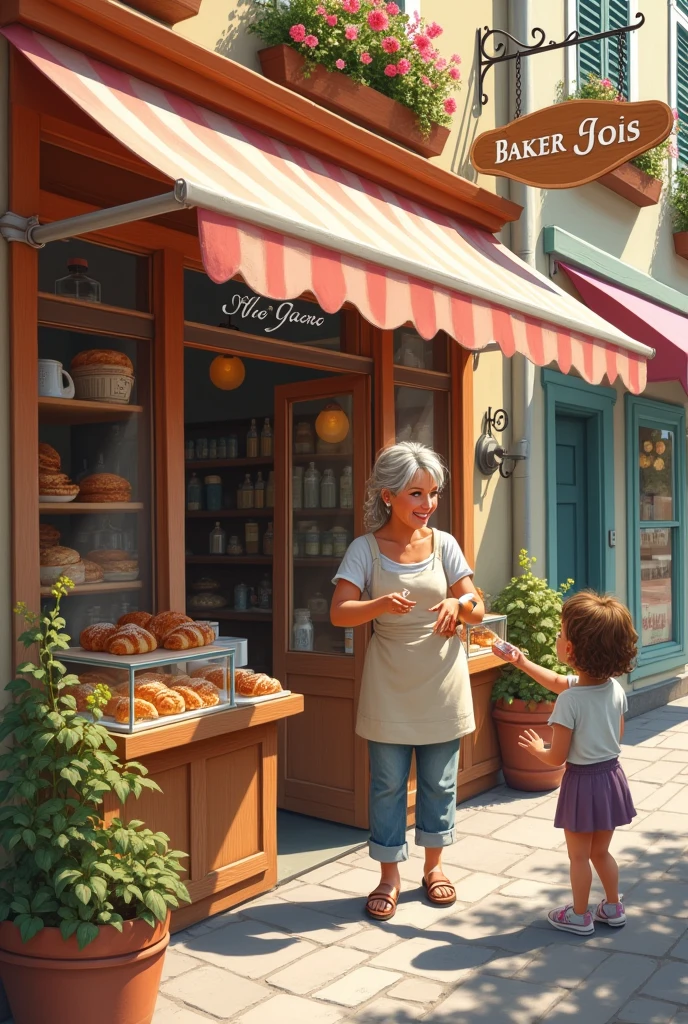 A picture of a bakery shop outside