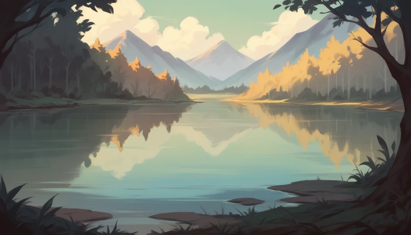 Lake bathed in moonlight