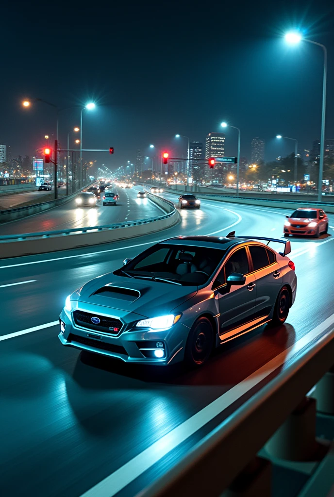 Car photography, RAW Photos, Launch Evolution, cmyk, VS Civic, Sling, VS Impreza Sport, subaru, BREAK Nighttime Metropolitan Expressway Battle, Victory and defeat offensive, Close Race, And go, Technical Course, cornering, Thrilling dead heat, Overtake, Lane change, Hot Battle, Aerial photography by drone, Car side, A little behind, Cinematic, dramatic, exposed for a long time, in a furious manner,