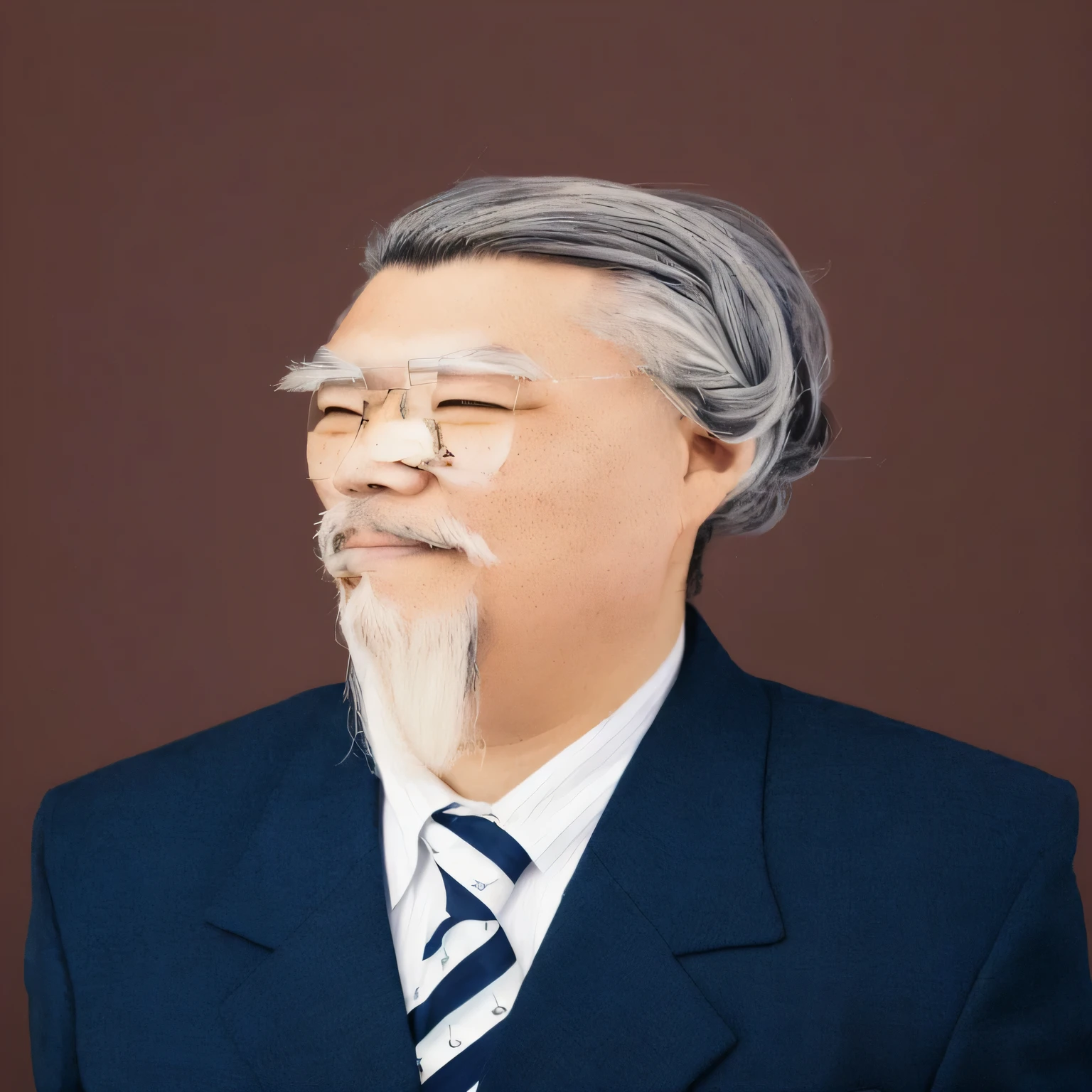 There is a man with a long white beard and a suit., Takumi Fujiwara, inspired by Junsaku Koizumi, Takeuchi Takashi, Masakazu Katsura, Riichi Ueshiba, Takayuki Takeya, Tatsuya Endo, Menton long, Yamamoto, Akihito Tsukushi, satoshi