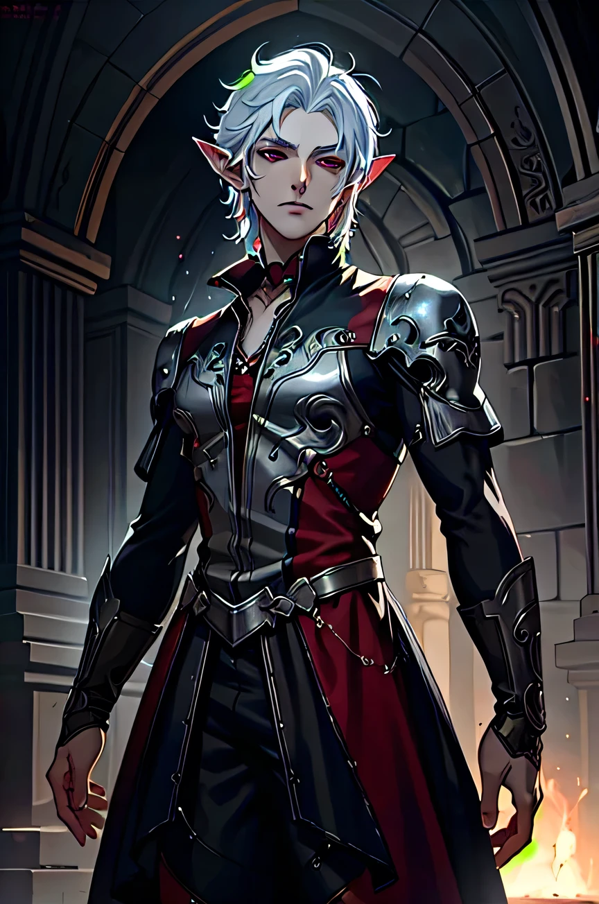 ((Extremely detailed, masterpiece, best quality))
BGAstarion, 1 boy, Solitary, Elf, Red Eyes, vampire, White hair, Cowboy shooting, Face:3, fantasy, complex, Very very beautiful, elegant, Very detailed, number, Art Station, Concept Art, Smooth，Anime style