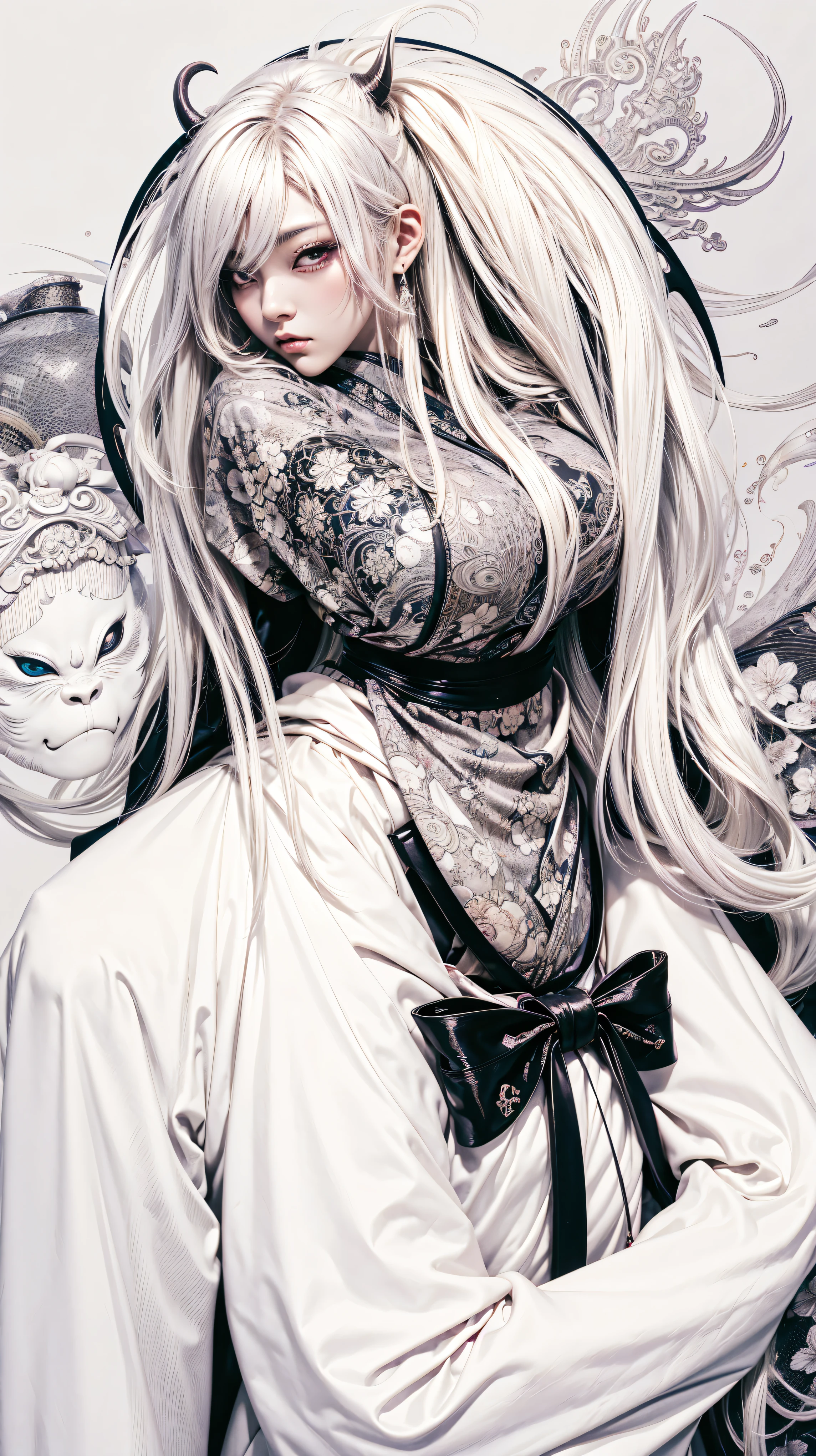 A woman alchemist in kimono (oriental dark fantasy). Big Ass. (Oni/Youkai). (Hentai)